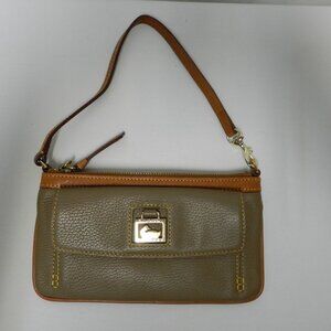 Dooney & Bourke Leather pebbled weather resistant zip top small baguette clutch